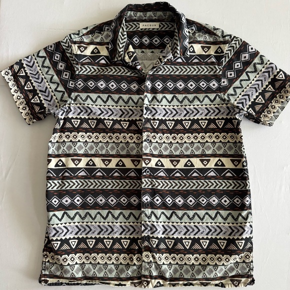 PacSun Other - PacSun Tribal Aztec Print Button Up Shirt Short Sleeve Size S